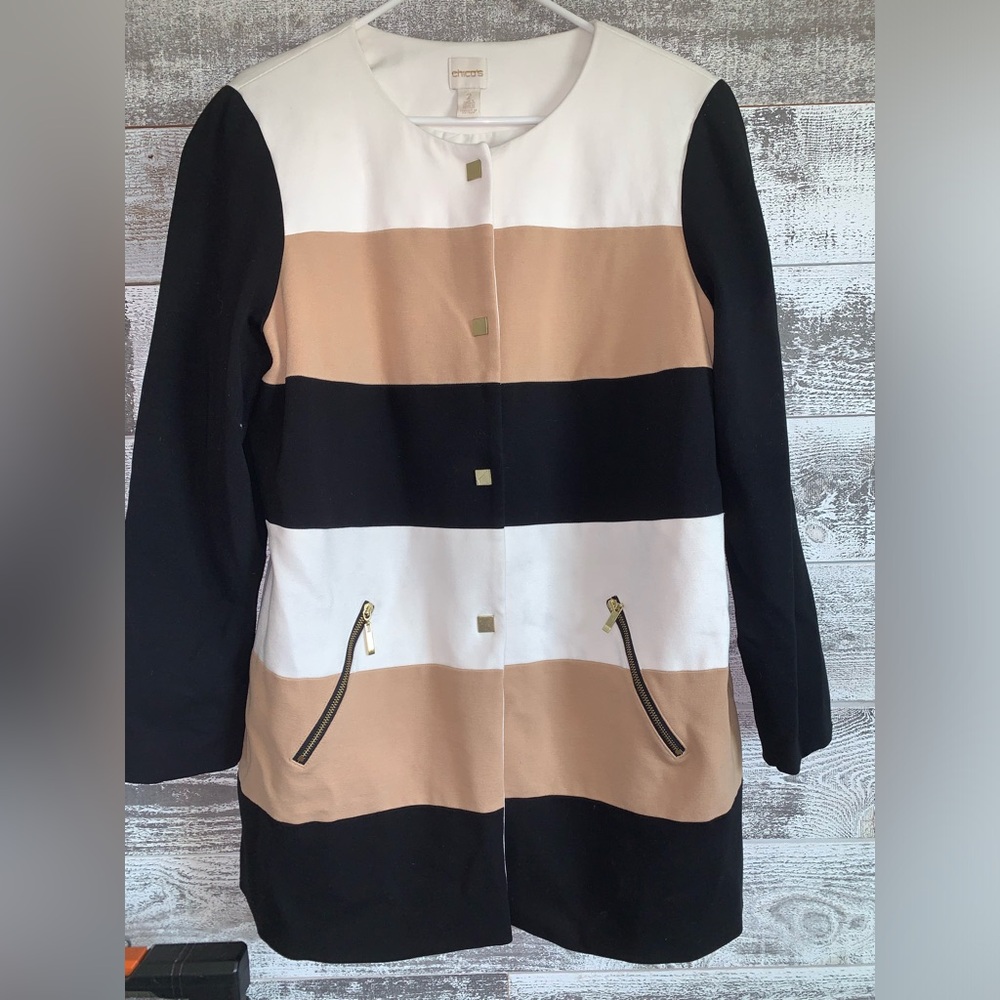 Chico’s Colorblock Statement Jacket, Blazer size 2